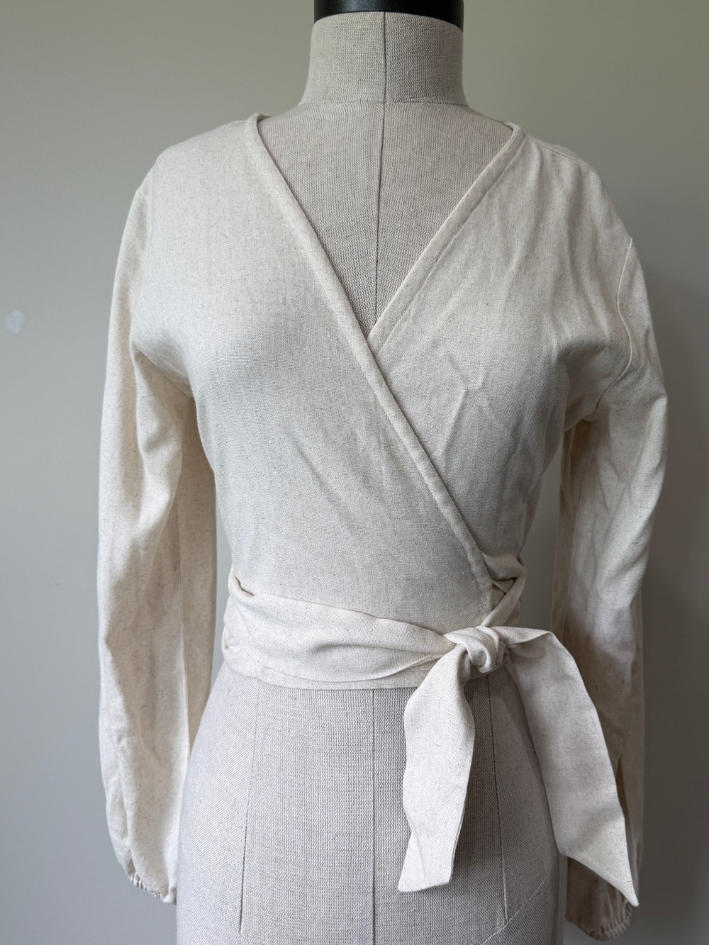 BALIAWEAR Cream Wrap Top with Waist Tie